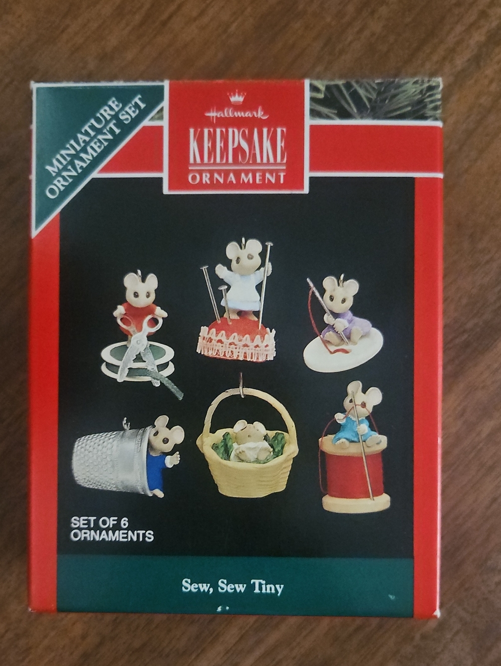 Hallmark Keepsake 'Sew, Sew Tiny' Miniature Ornament Set - Red/Green Box